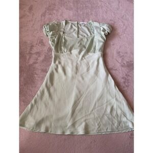 All in Favor Women's XL Puff Sleeve Square Neck Baby‎ Doll Dress Mint Geen